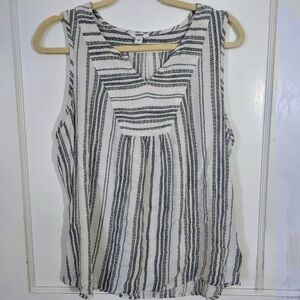 Sonoma Striped Western Linen Sleeveless Blouse Large
